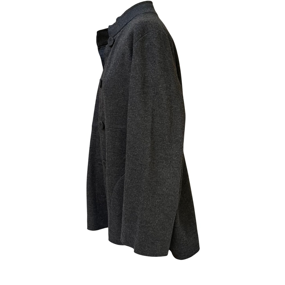 Eileen Fisher Womens Charcoal Gray Mock Neck Button Front Jacket Size M - Picture 4 of 14